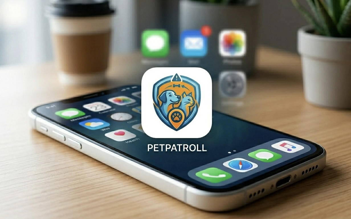 Aplikacja PetPatroll na telefonie